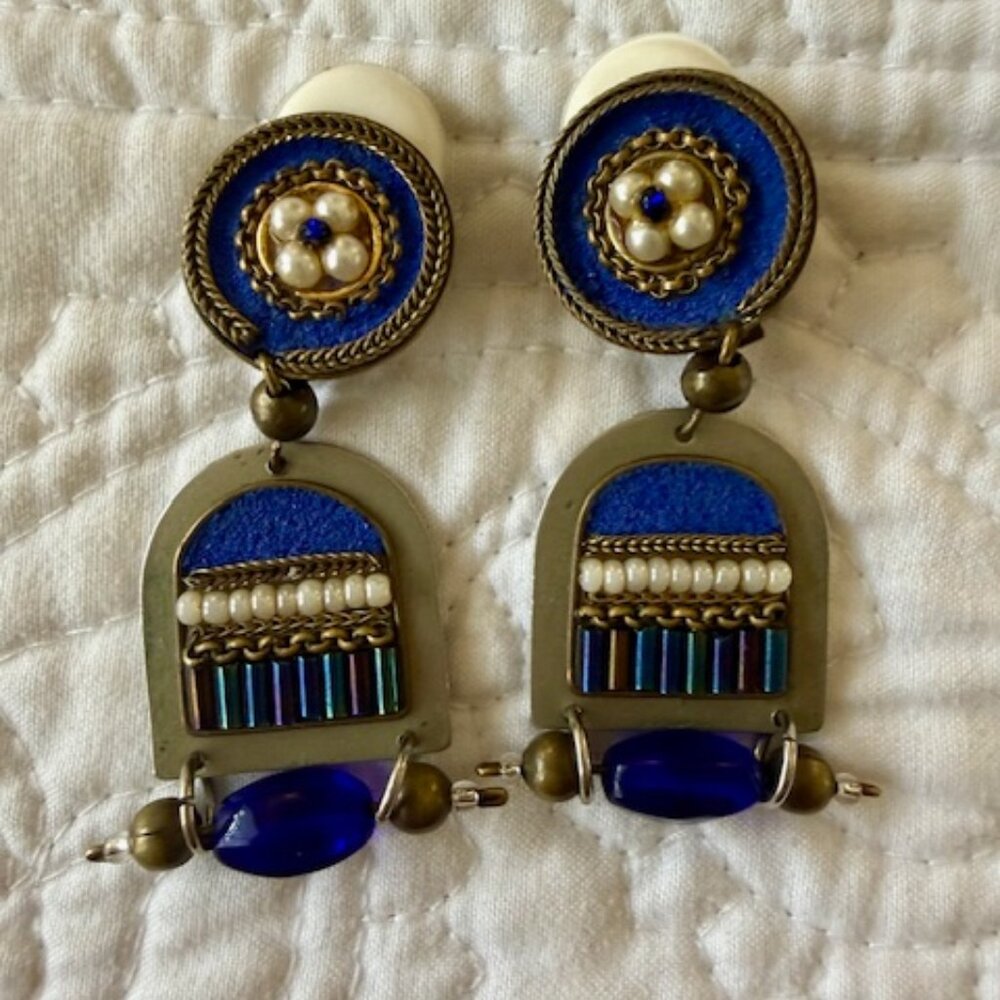 Vintage Ayala Barr Silver Tone Clip Earrings